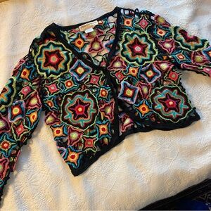 Norm Thompson Multicolor Crochet Cardigan